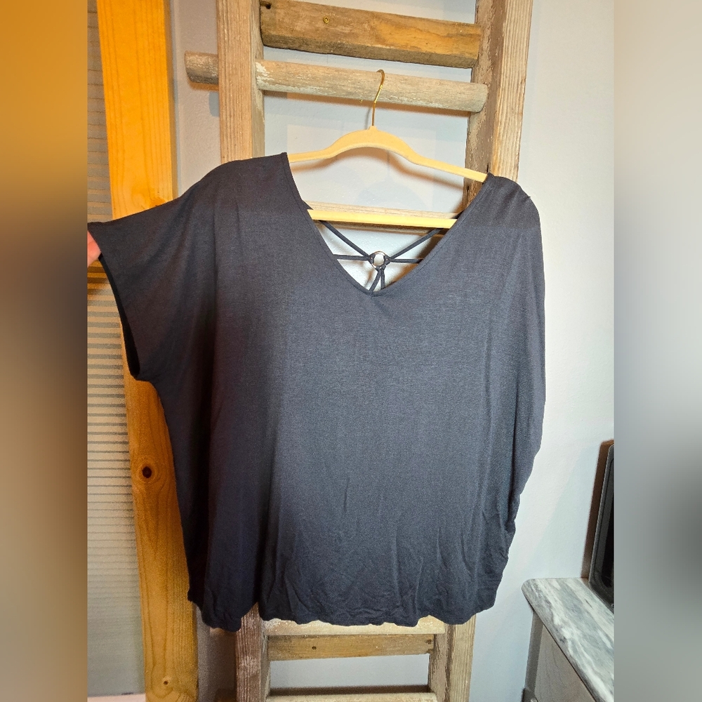 Papermoon Ampton Back Detail Knit Top Dark Grey XL NWT